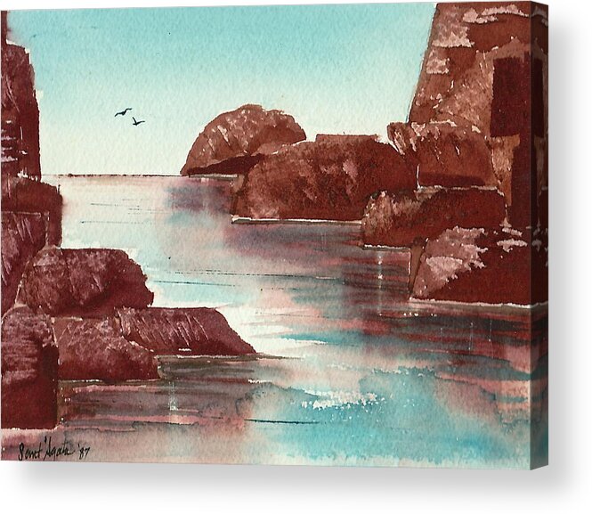 Rocks Acrylic Print featuring the painting Inlet by Frank SantAgata