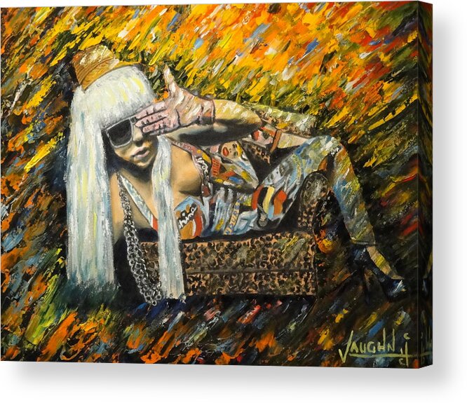 Entertainer Acrylic Print featuring the painting Lady Ga Ga by Charles Vaughn