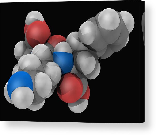 Horizontal Acrylic Print featuring the digital art Lisinopril Drug Molecule by Laguna Design