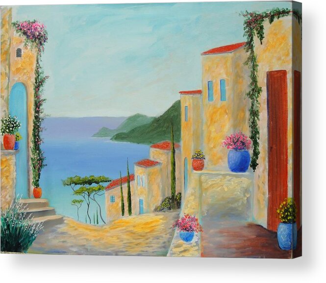 Mediterranean Paintings Acrylic Print featuring the painting Mediterranean Haven by Larry Cirigliano