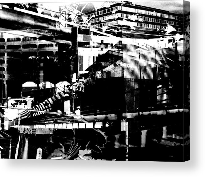Digital Collage Acrylic Print featuring the photograph Metropolis Zurich 1 by Doug Duffey
