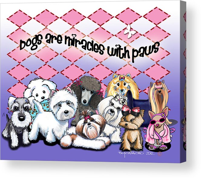 Cartoon Acrylic Print featuring the mixed media Miracles with paws by Catia Lee
