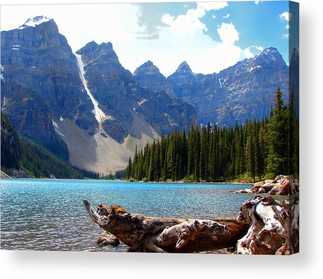 Moraine Acrylic Print featuring the mixed media Moraine Lake Banff National Park Alberta by Bruce Ritchie
