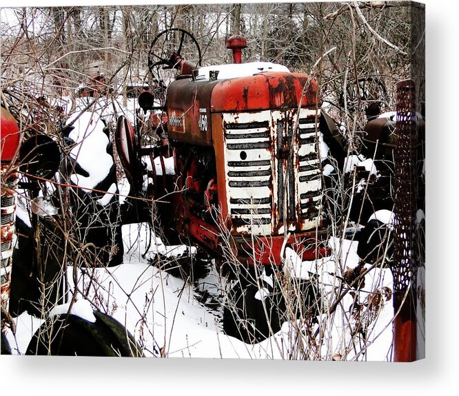 International Harvester Acrylic Print featuring the mixed media Old International Harvester Tractor by Bruce Ritchie