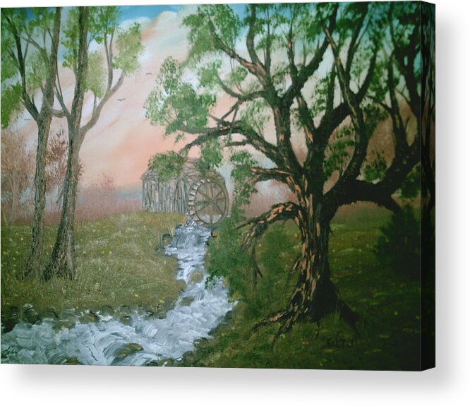 Rivers Strems Acrylic Print featuring the painting Old Mill by Jim Saltis