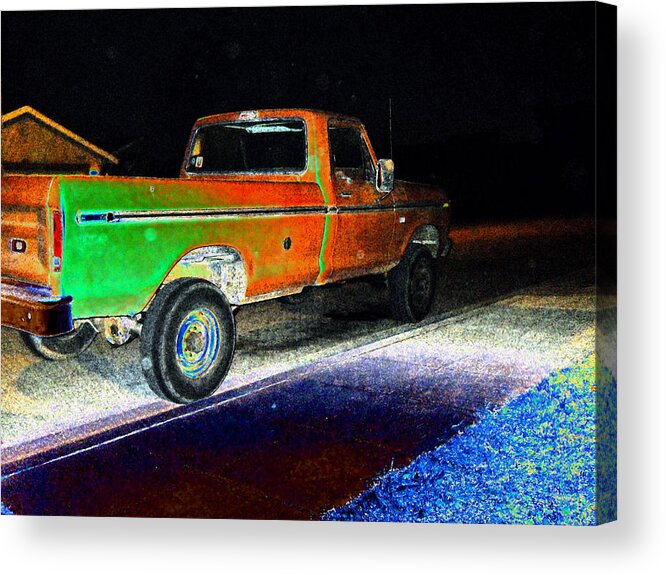 Truck Acrylic Print featuring the digital art Old Truck At Night by Eric Forster