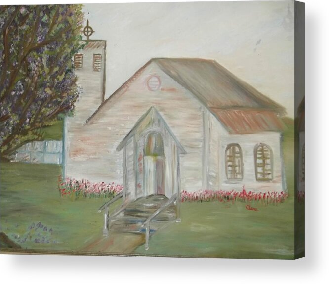Church Acrylic Print featuring the painting Our Lady Queen of Angels Church by Clare Ventura