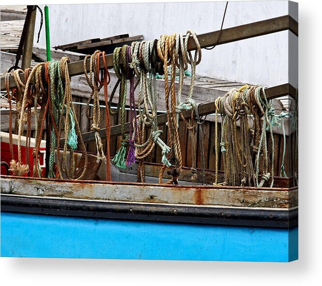 Tonemapped Acrylic Print featuring the photograph Painted Rope Coils by Brenda Giasson