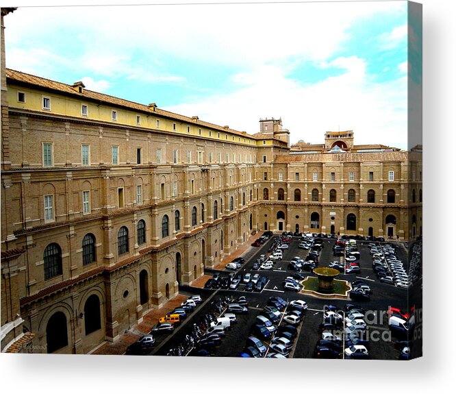 Architecture Acrylic Print featuring the photograph Parking Lot in Vatican by Tatyana Searcy