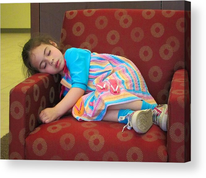 Little Girl Sleeping On Chair Acrylic Print featuring the photograph Peace by Kathryn Barry