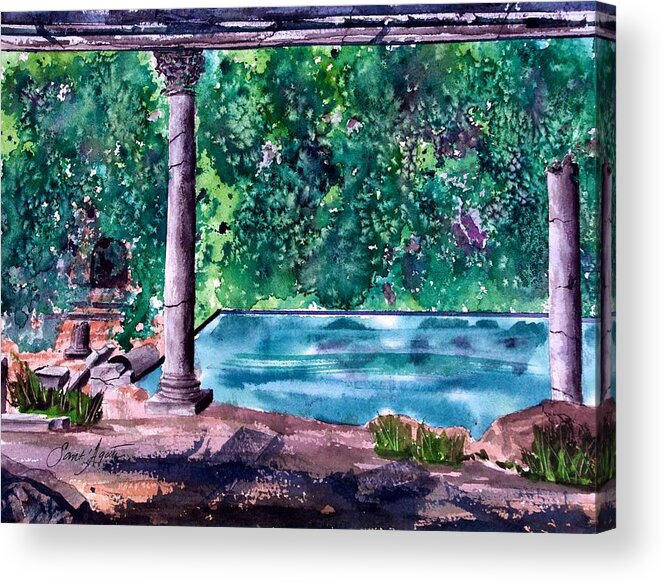 Pool Acrylic Print featuring the painting Poolside by Frank SantAgata
