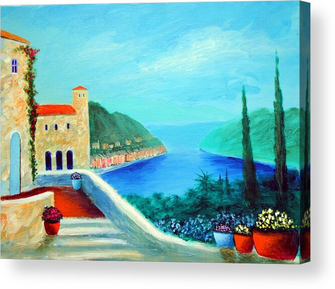  Acrylic Print featuring the painting Portafino Pleasures by Larry Cirigliano