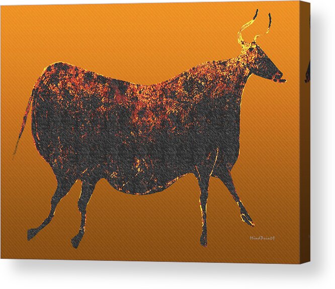 Cow Acrylic Print featuring the digital art Red Cow of Lascaux by Asok Mukhopadhyay