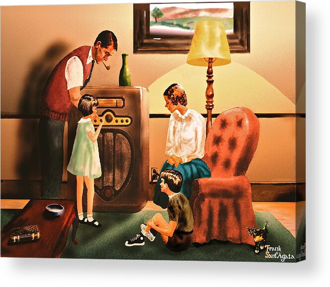 Radio Acrylic Print featuring the painting Remember when we Listened to the Radio by Frank SantAgata