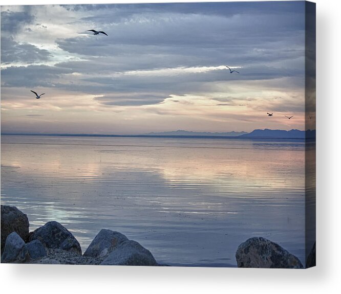 Sunset Acrylic Print featuring the photograph Salton Sea Sunset by Linda Dunn