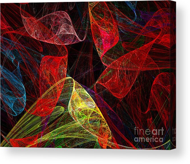 Fractal Acrylic Print featuring the digital art Scarletts Silk Scarves by Andee Design