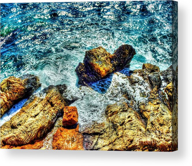 Rocks Acrylic Print featuring the photograph Shores of the Aegean by Michael Garyet