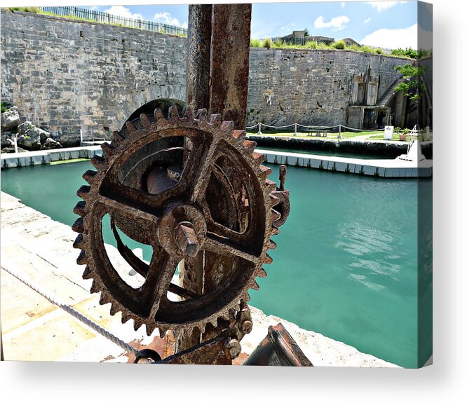 Industrial Acrylic Print featuring the photograph Sluice Gear by Richard Reeve