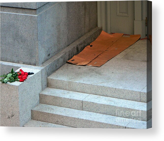 Homeless Acrylic Print featuring the photograph Someones Bed by Joy Tudor