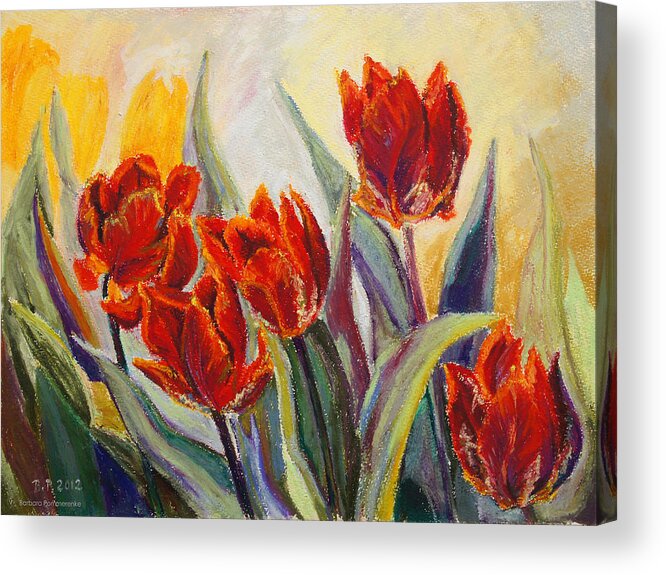 Barbara Pommerenke Acrylic Print featuring the pastel Spring Fire by Barbara Pommerenke