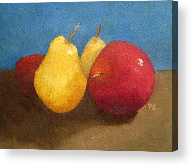 Pears Acrylic Print featuring the painting Still Life Apples and pears by Patricia Cleasby