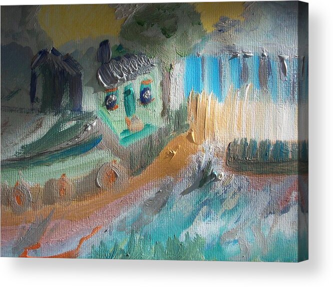 Harbour Acrylic Print featuring the painting Stormy Harbour by Judith Desrosiers