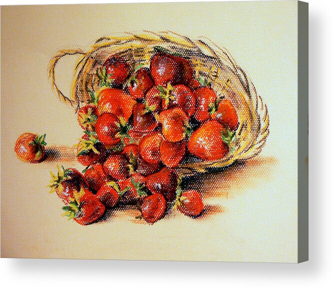 Stil Life Acrylic Print featuring the pastel Strawberry by Svetlana Nassyrov