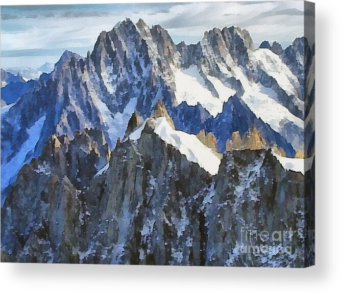 Illustration Acrylic Print featuring the painting The Alps by Odon Czintos