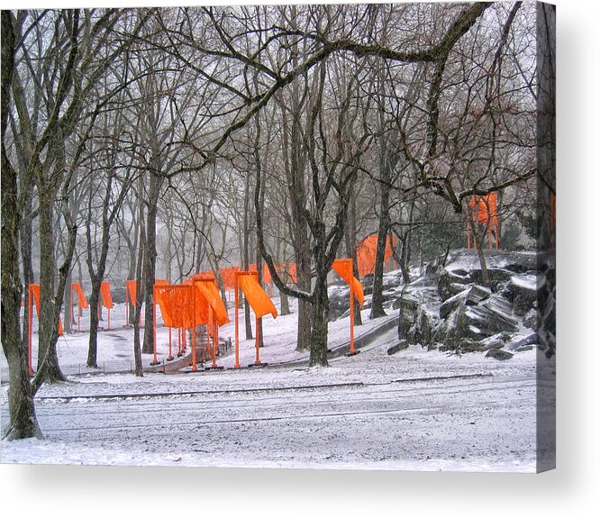 The Gates Acrylic Print featuring the photograph The Gates in a Blizzard 2 by Cornelis Verwaal