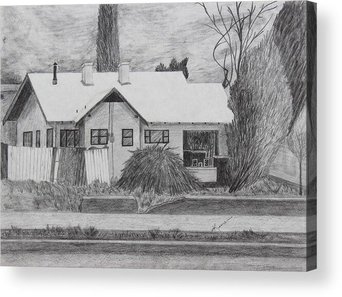 House Acrylic Print featuring the drawing The House Across by Kume Bryant