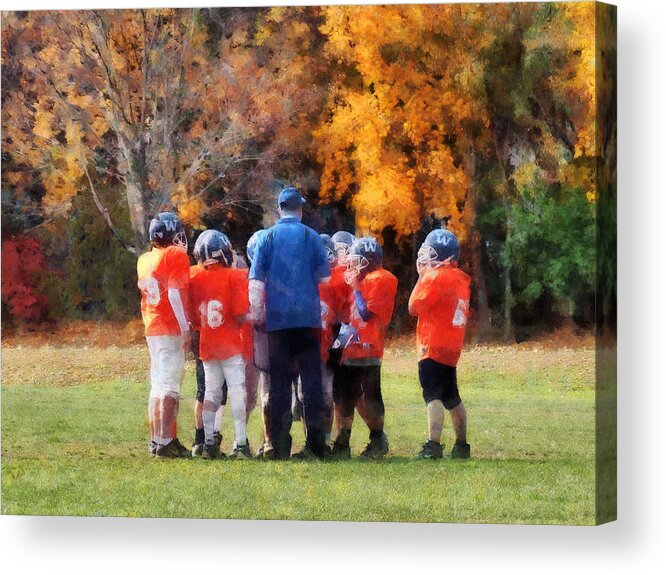 Football Acrylic Print featuring the photograph The Huddle by Susan Savad