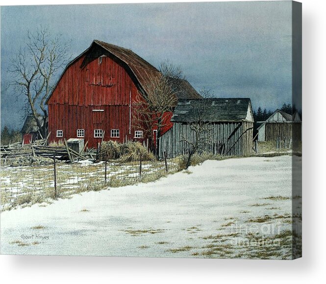 Barn Acrylic Print featuring the painting The Red Barn by Robert Hinves