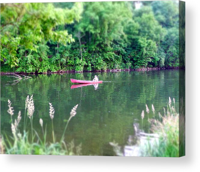 Brandywine River Acrylic Print featuring the photograph The red canoe by Richard Reeve