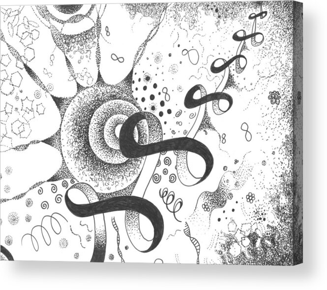 Abstract Acrylic Print featuring the drawing The Silent Dance of the Particles by Helena Tiainen