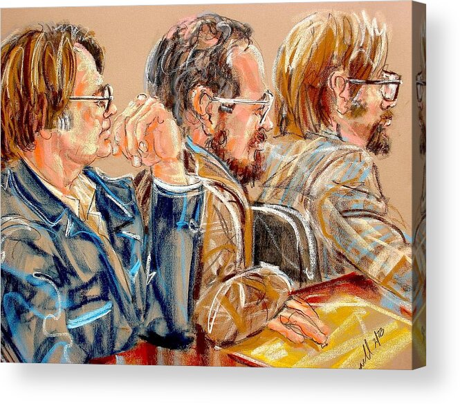 Drawings Acrylic Print featuring the painting Three Lawyers by Les Leffingwell