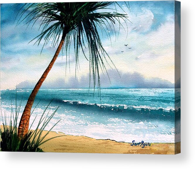 Ocea Acrylic Print featuring the painting Tropic Ocean by Frank SantAgata