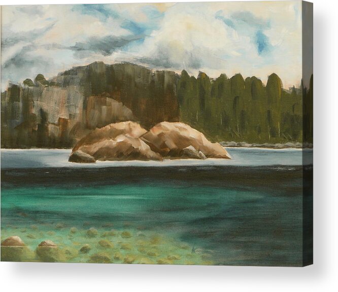 Water Acrylic Print featuring the painting Turtle Island by Jo Appleby
