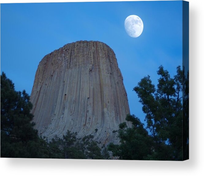 Devil Acrylic Print featuring the photograph Waxing Moon over Bear Lodge by HW Kateley