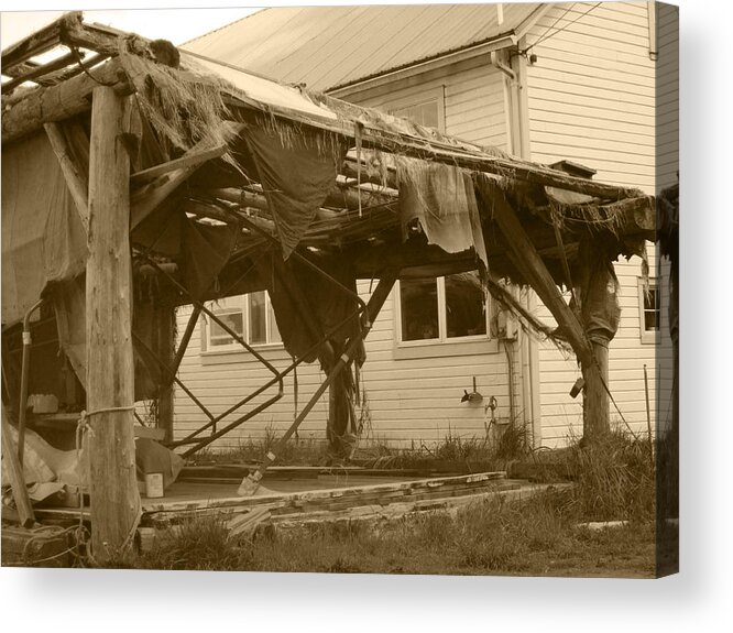 Abadoned Acrylic Print featuring the photograph Weathered And Blown To Pieces by Kym Backland