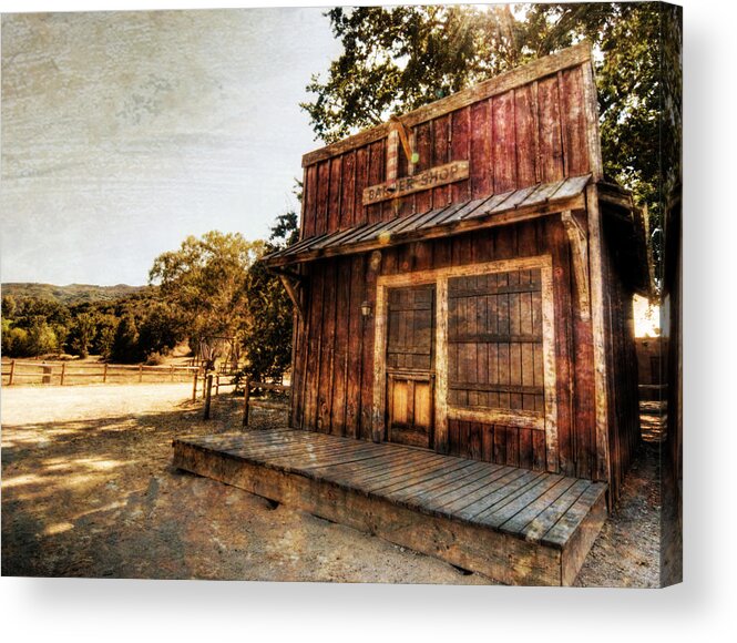 Western Acrylic Print featuring the photograph Western Barber Shop by Natasha Bishop