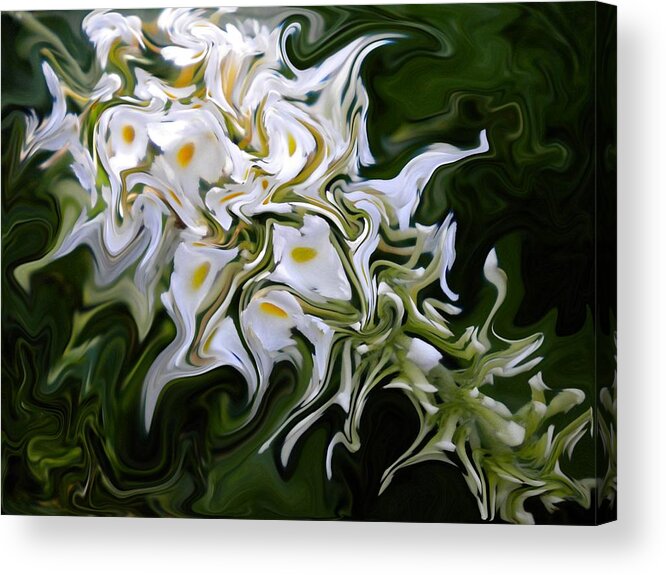 Abstract Acrylic Print featuring the painting White Flowers 2 by Renate Wesley