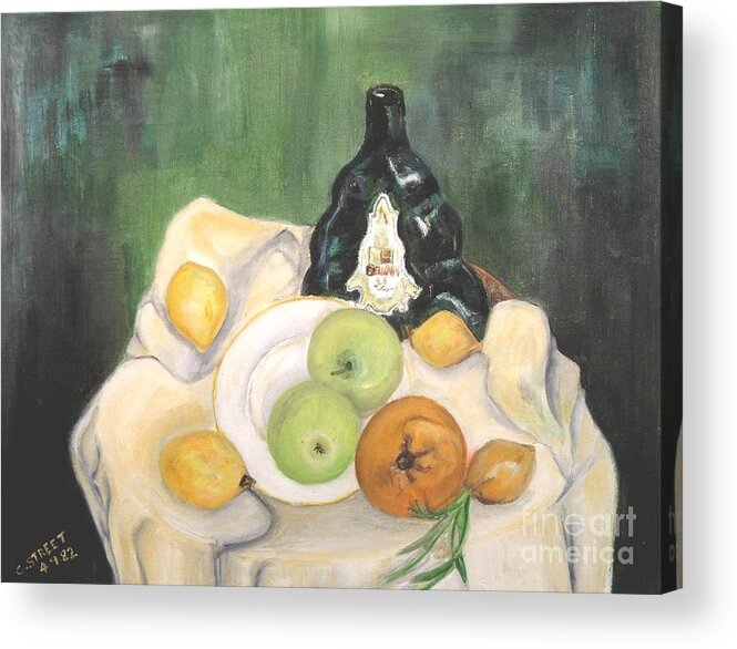 Still Life Acrylic Print featuring the painting Wine and Fruit by Caroline Street