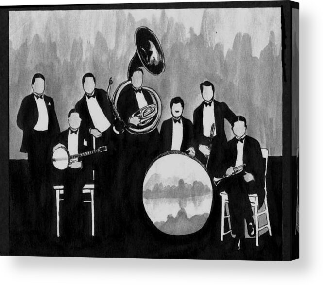 Nostalgia Acrylic Print featuring the drawing Wolverines Black and White by Mel Thompson