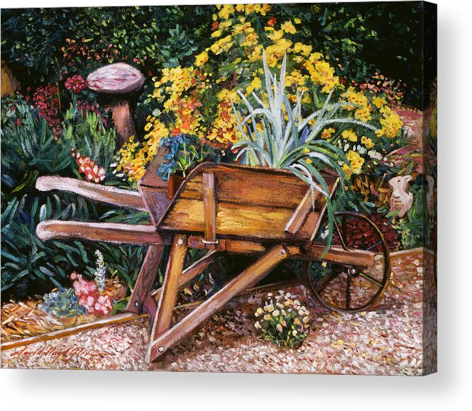 Gardens Acrylic Print featuring the painting A Gardener's Helper by David Lloyd Glover