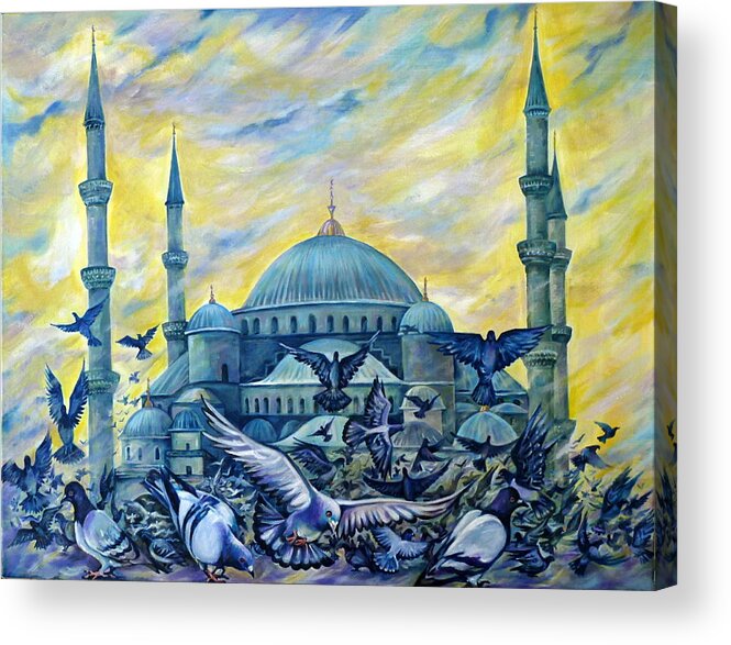 Travel Acrylic Print featuring the painting Turkey. Blue Mosque by Anna Duyunova