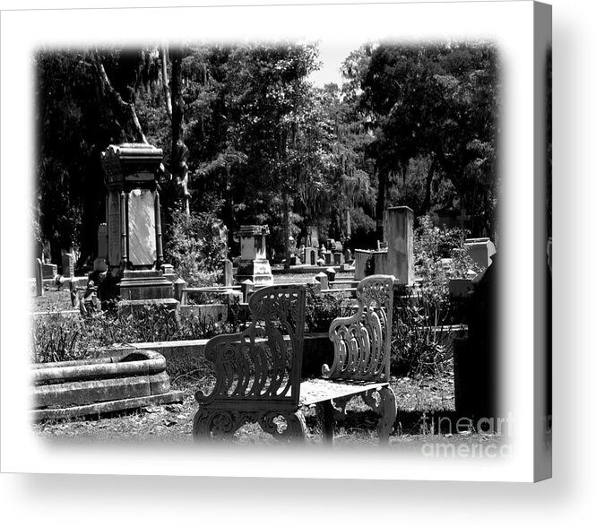 Bonaventure Cemetery Acrylic Print featuring the photograph Bonaventure Cemetery BW #3 by Jacqueline M Lewis