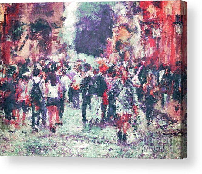 Street Acrylic Print featuring the digital art Crowded Street by Phil Perkins