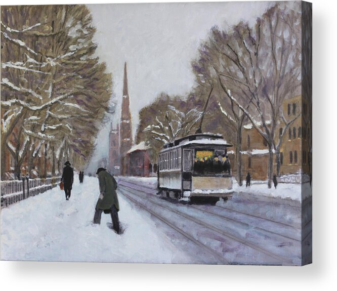 Winter Acrylic Print featuring the painting Great Lakes Commuters #2 by David Zimmerman