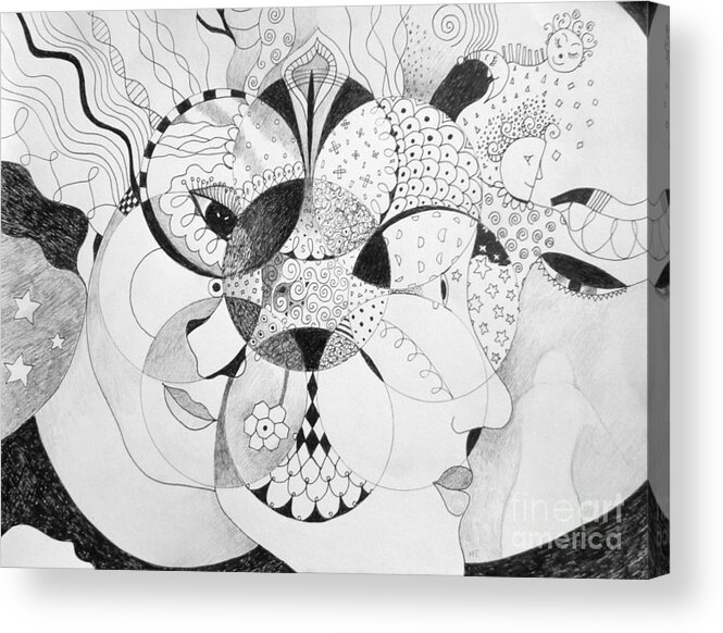Masquerade Acrylic Print featuring the drawing Masquerade #1 by Helena Tiainen