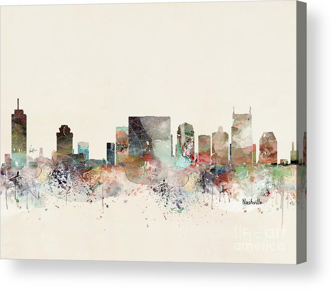 Nashville Acrylic Print featuring the painting Nashville Tennessee #1 by Bri Buckley